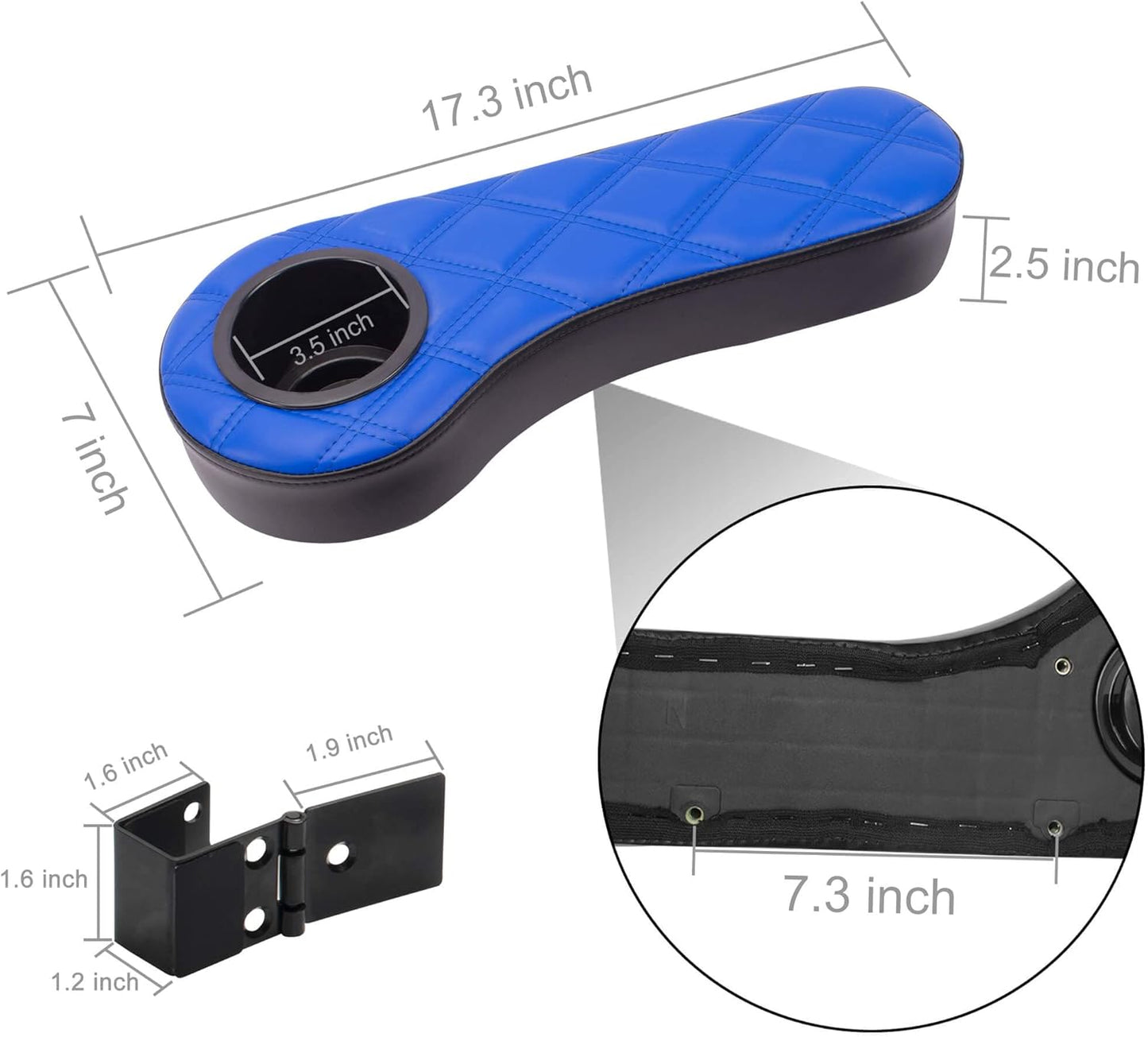 NOKINS Golf Cart Diamond Flip Armrest with Cup Holder, No Drilling Required, Golf Cart Folding Hinged Armrest, Inward Mount, for Club Car EzGo Yamaha Back Seat Kit