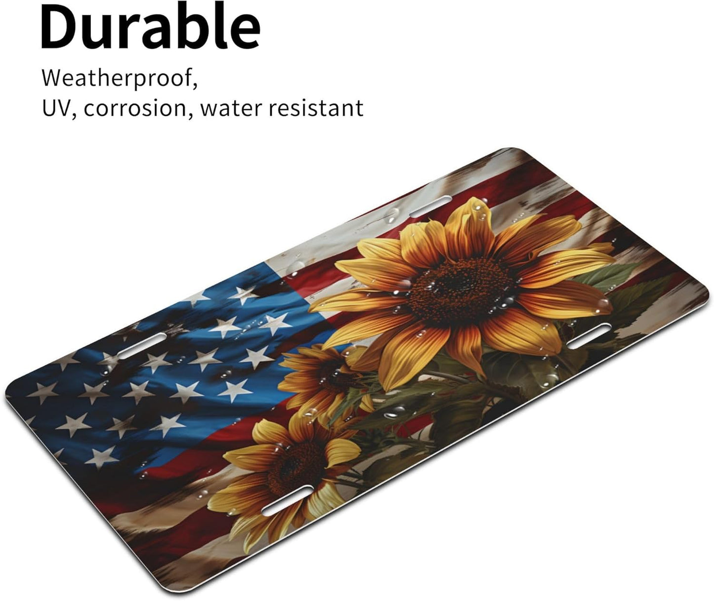 Custom License Plate Personalized American Flag Funny Aluminum Front License Plates Decorative Rust-Free Metal Car Plate Covers for Women Men Car Tag Accessories fit Truck SUV Rv 12 X 6 in