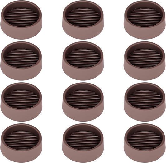 Non Slip Furniture Pads, 1.5” Round Rubber Caster Cups, 12 Pcs Furniture Coasters, Anti-Slip Gripper, Anti Slide Furnitures Feet Floor Protectors for Bed Couch Stoppers - Brown
