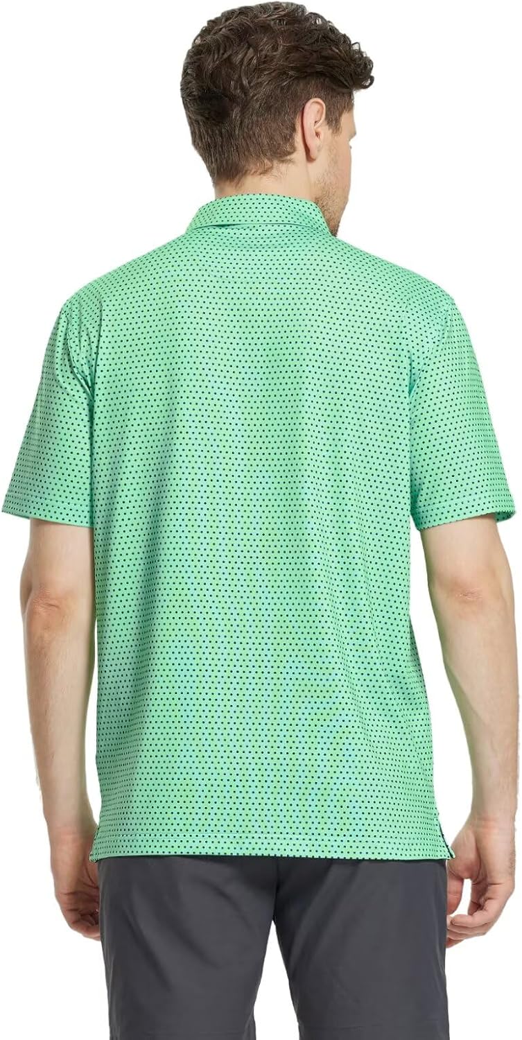 M MAELREG Mens Golf Shirt Short Sleeve Dry Fit Print Moisture Wicking Performance Patterns Collared Polo Shirt