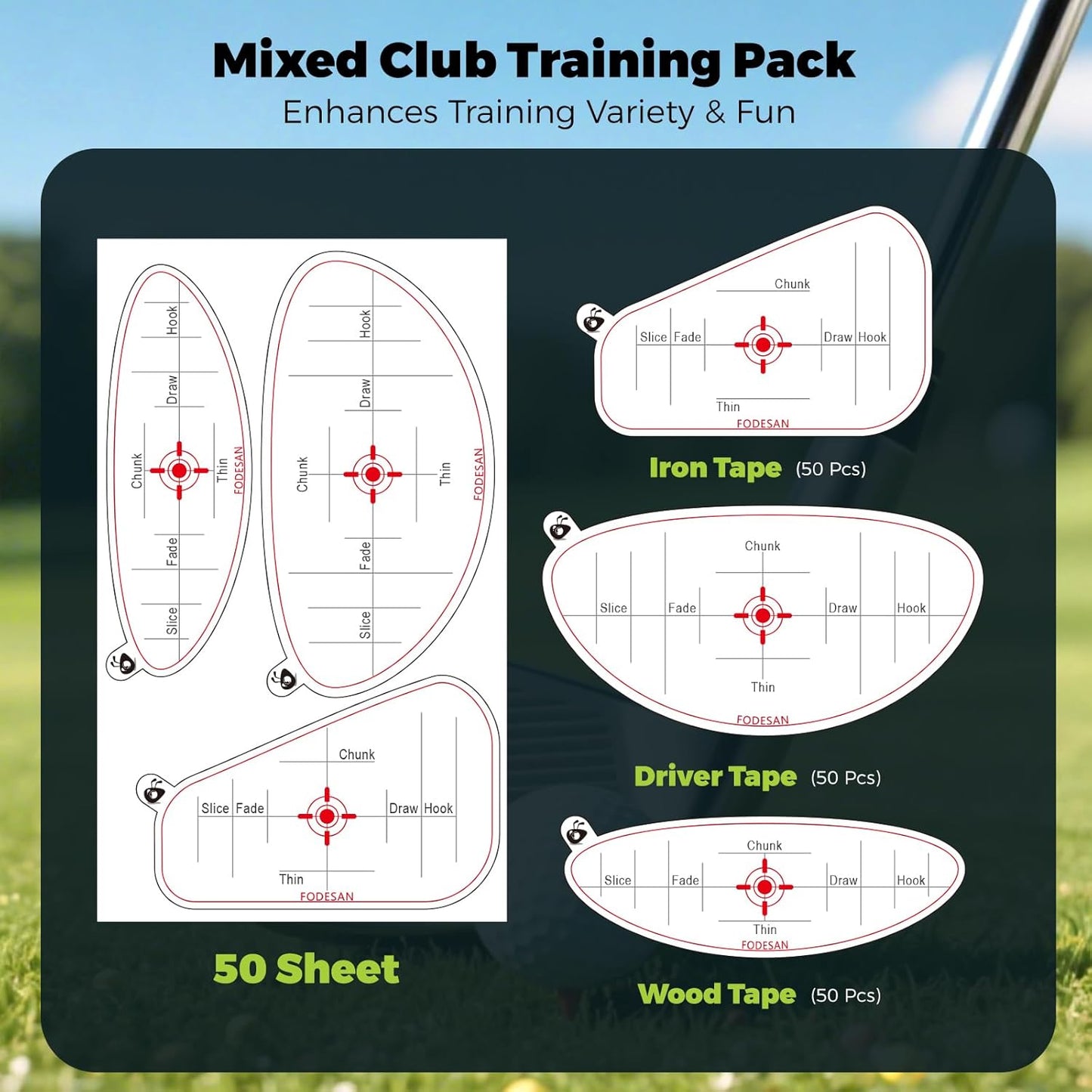 Golf Impact Tape – 2025 Innovative Training & Battle Golf Edition – Club Face Stickers for Drivers, Irons & Woods – Instant Swing Feedback, Interactive Practice,Great Golf Gift for Men & Dads