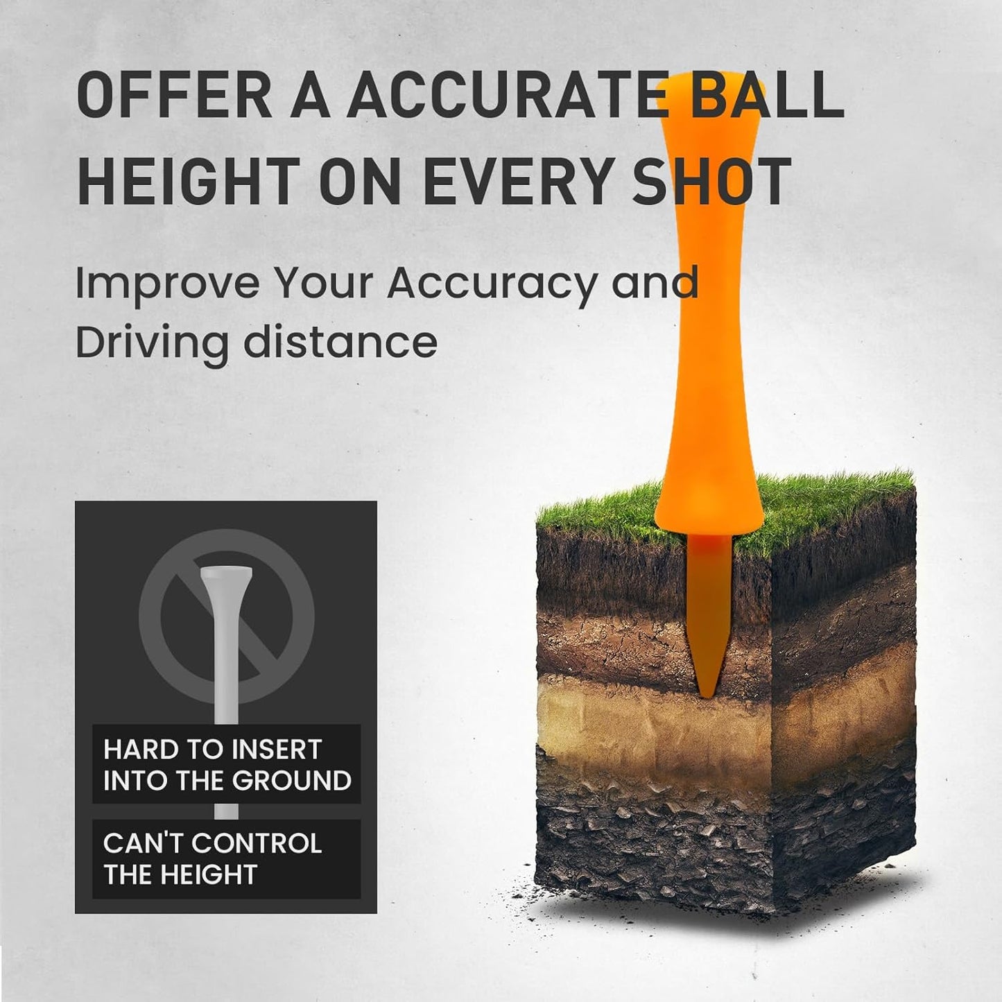 FINGER TEN Plastic Golf Castle Tees Step Down Unbreakable Mixed or Same Height Value 100 Count, 2 3/4, 2 1/4, 2, 1 3/4, 1 1/2 Inch Length Colorful for Practice