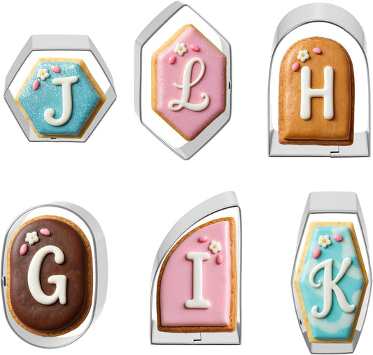 6 Piece Geometric Plaque Cookie Cutter Set Stainless Steel Plaque Cookie Cutter Wedding Cookies Cutters Cookies Cutters Variety Pack Cookiess Cutterss Shape for Baking