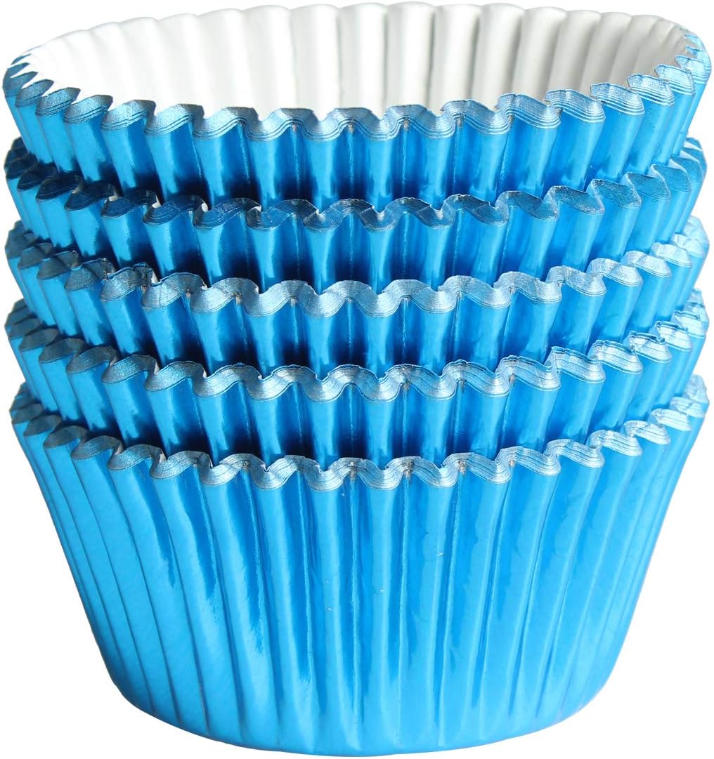 Blue-Foil Cupcake-Liners Paper-Baking-Cupcake,for different Parties, Weddings,Standard Sized(pack of 100） …