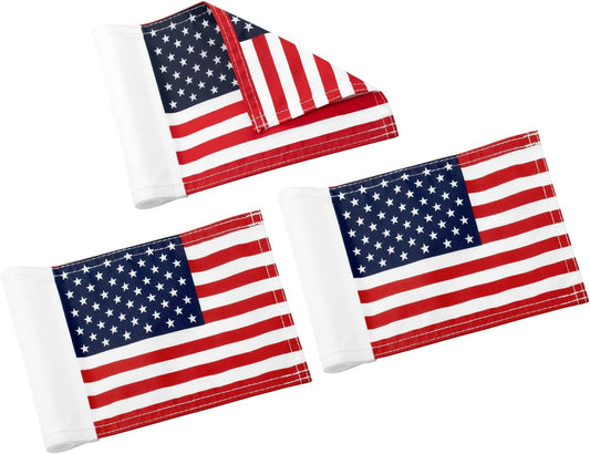 KINGTOP USA Golf Flag 8x6 Inch – Premium Dual-layer 420D Nylon, Double Sided American Pattern Printing, Tube Inserted – Mini Practice Putting Green Flags for Yard, 3-Pack