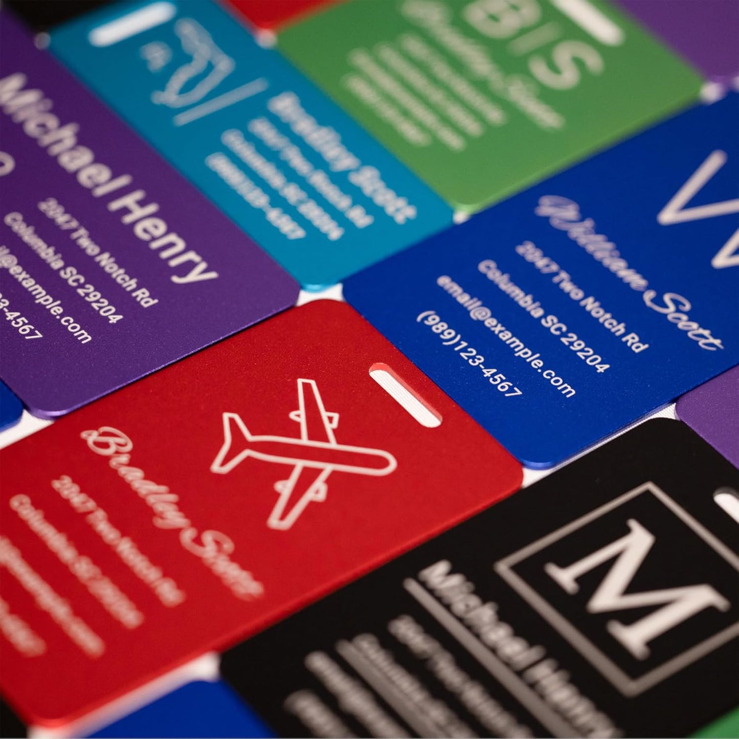 Personalized Luggage Tags for Suitcases Custom Metal Name Tags for Backpacks Bags Travel - Small (Lakeblue)