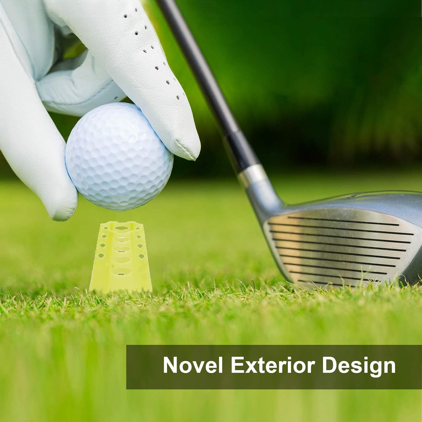 Plastic Golf Tees, 24Pcs Golf Simulator Tees for Home, Outdoor Indoor Golf Tees Simulator Practice Training, Golf Mat Tees for Winter Turf and Driving Range (24pcs Yellow)