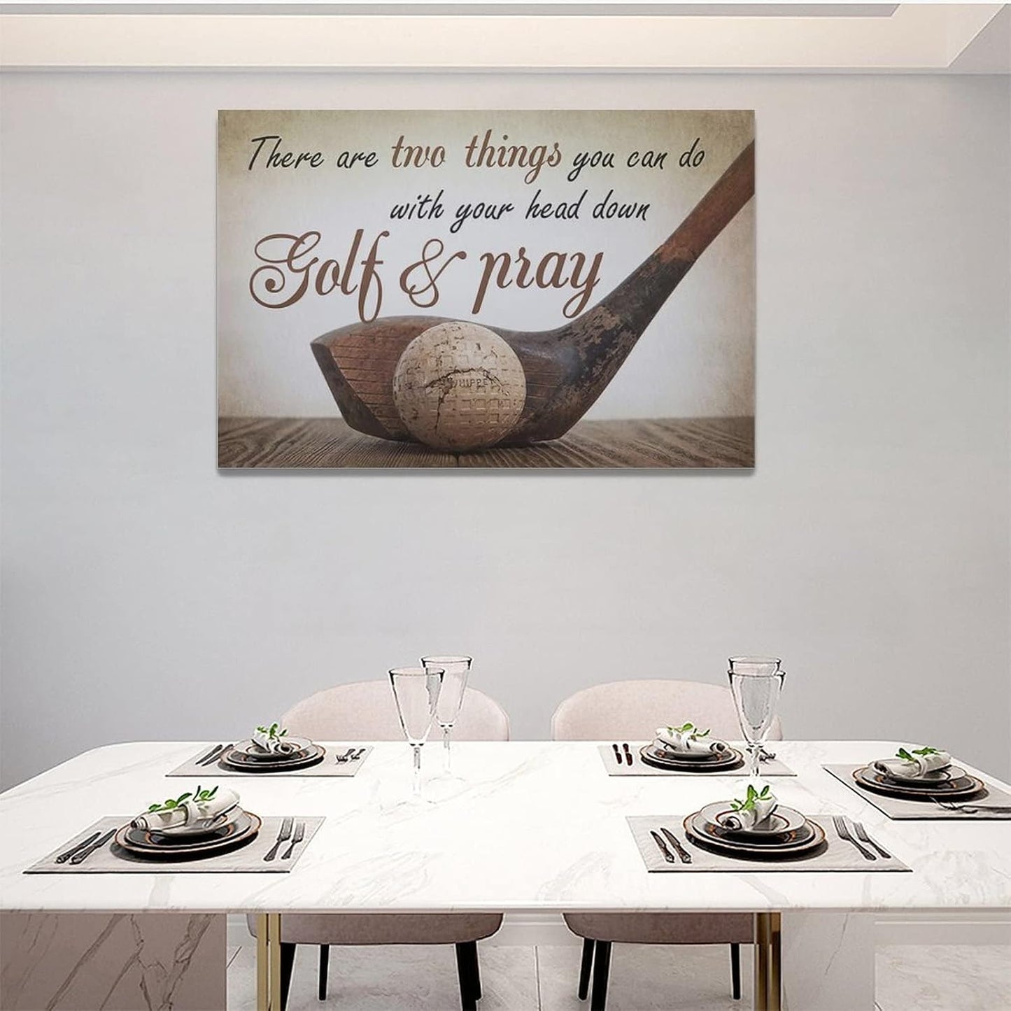 Golf Wall Art Sports Golf Pictures Wall Decor Motivational Quotes Canvas Painting Artwork Modern Home Decorations Framed for Bedroom Office Living Room 16"x24"