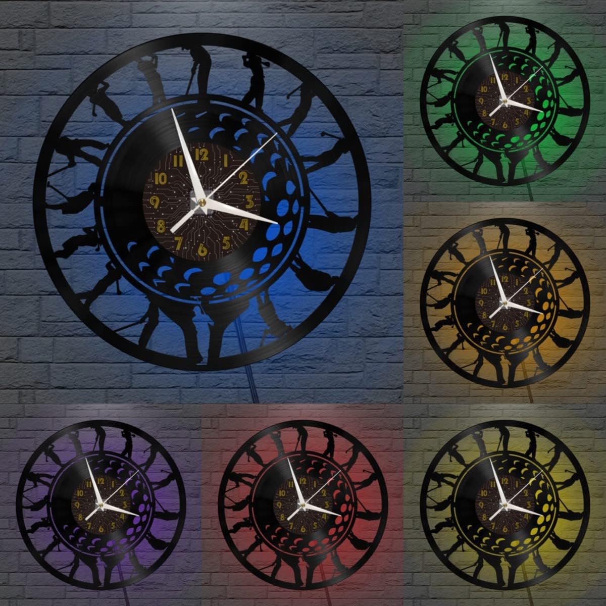 Generic Golf 2 Decoration Vinyl Wall Clock, Vinyl Record Clock Wall Art Silent & Non-Ticking(12 inchs C-LED), Brown