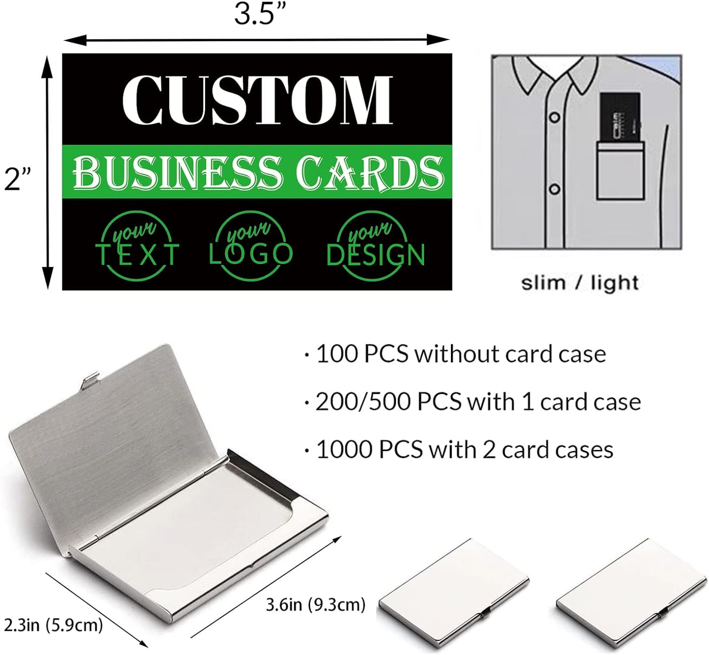 Custom 100PCS Double-sided Printing Business Cards - Customize with Your Logo - Personalized 3.5"x 2" Cards