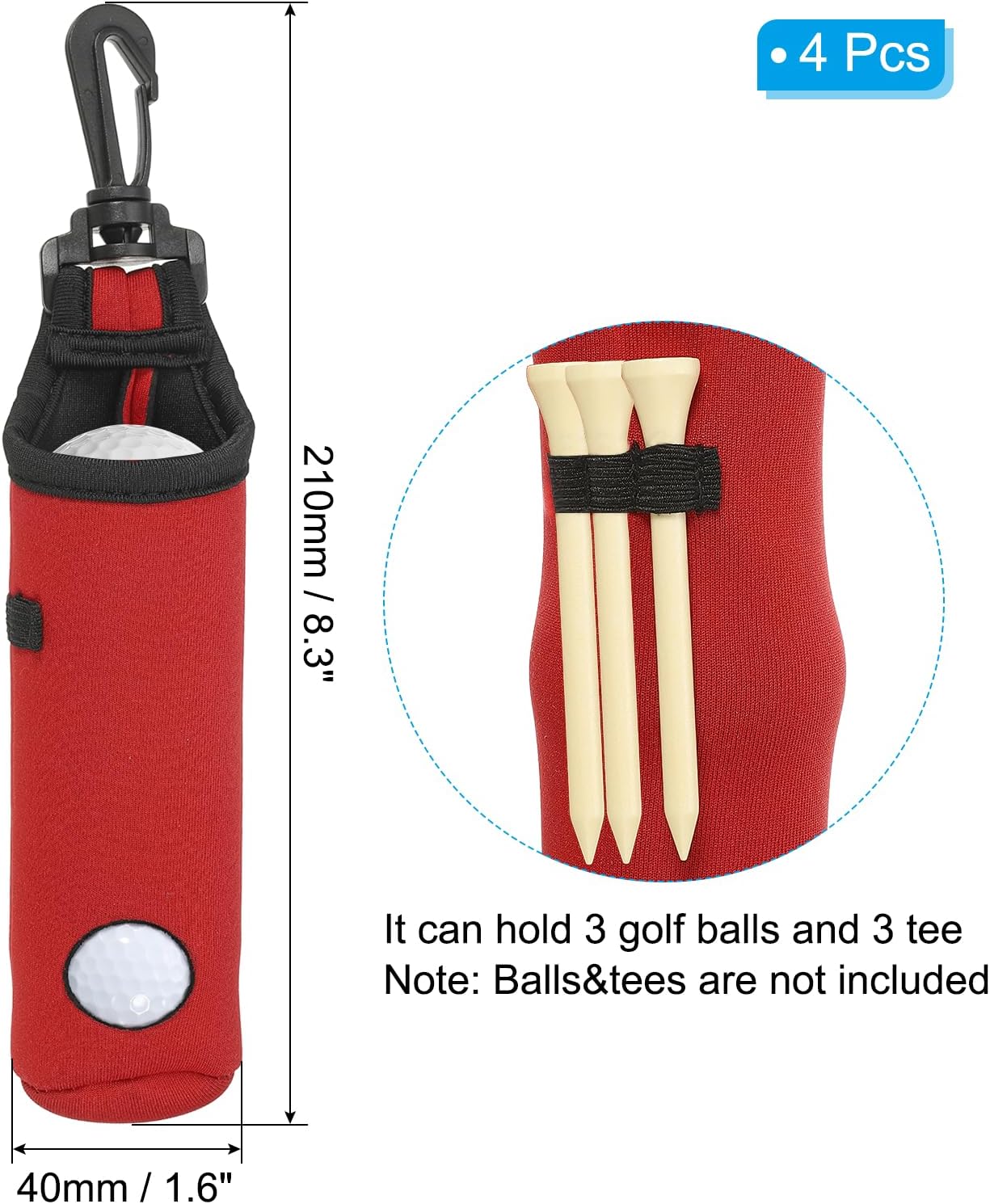 PATIKIL Golf Ball Carry Bag Golf Tee Holder Pouch Portable Neoprene Golf Ball Holder with Clip for Men and Women