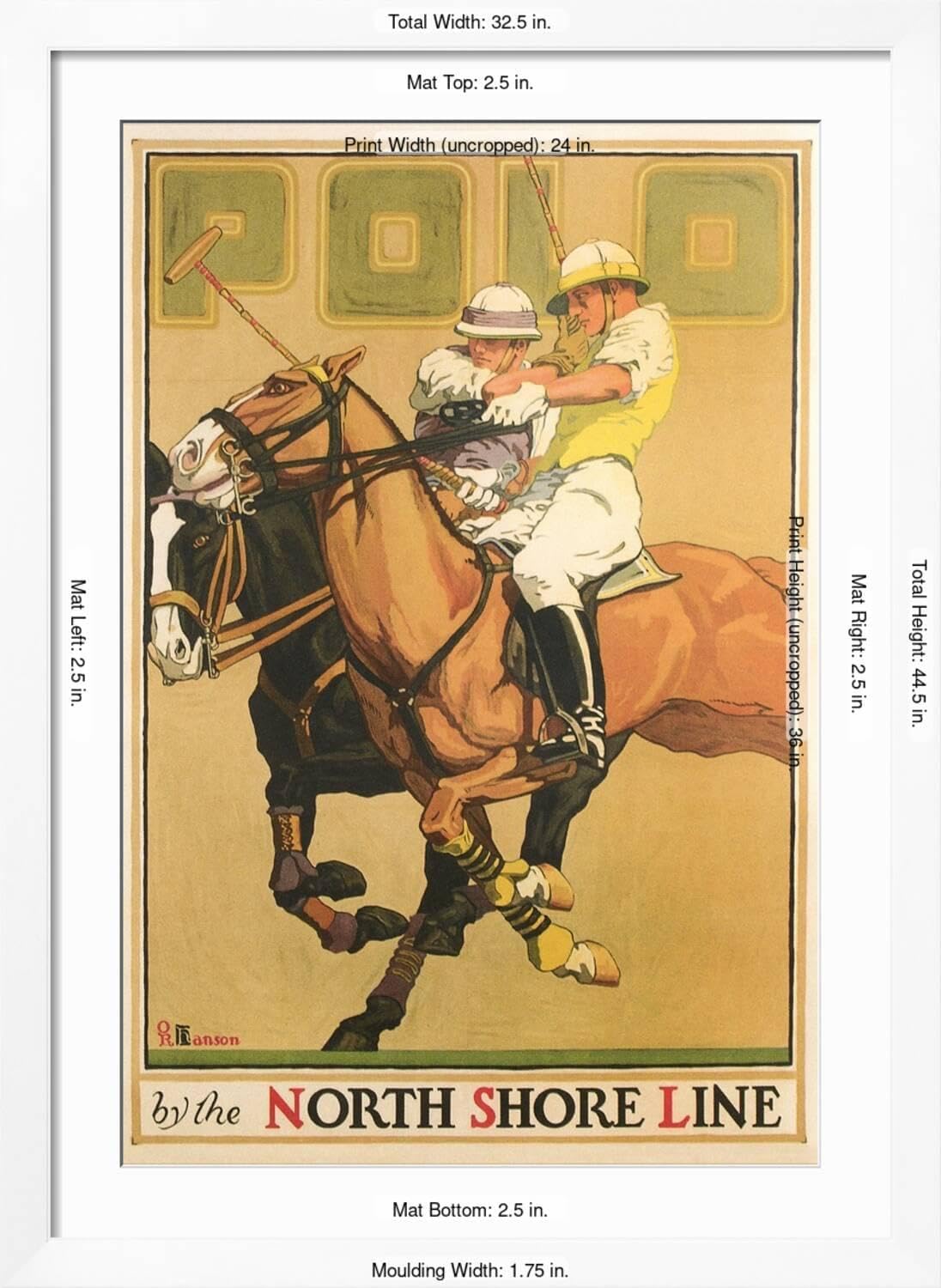 ART.COM Wall Art Print Polo Poster on White Frame, 32" x 44"