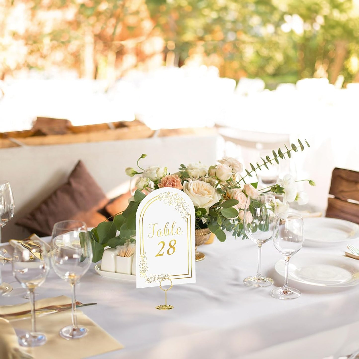 JOYIT 40 Sets Wedding Table Number 1-40 with 40 Pcs Table Number Holders, White Gold Table Number Cards with Place Card Holders, 4" x 6" Table Numbers for Wedding Reception and Birthday