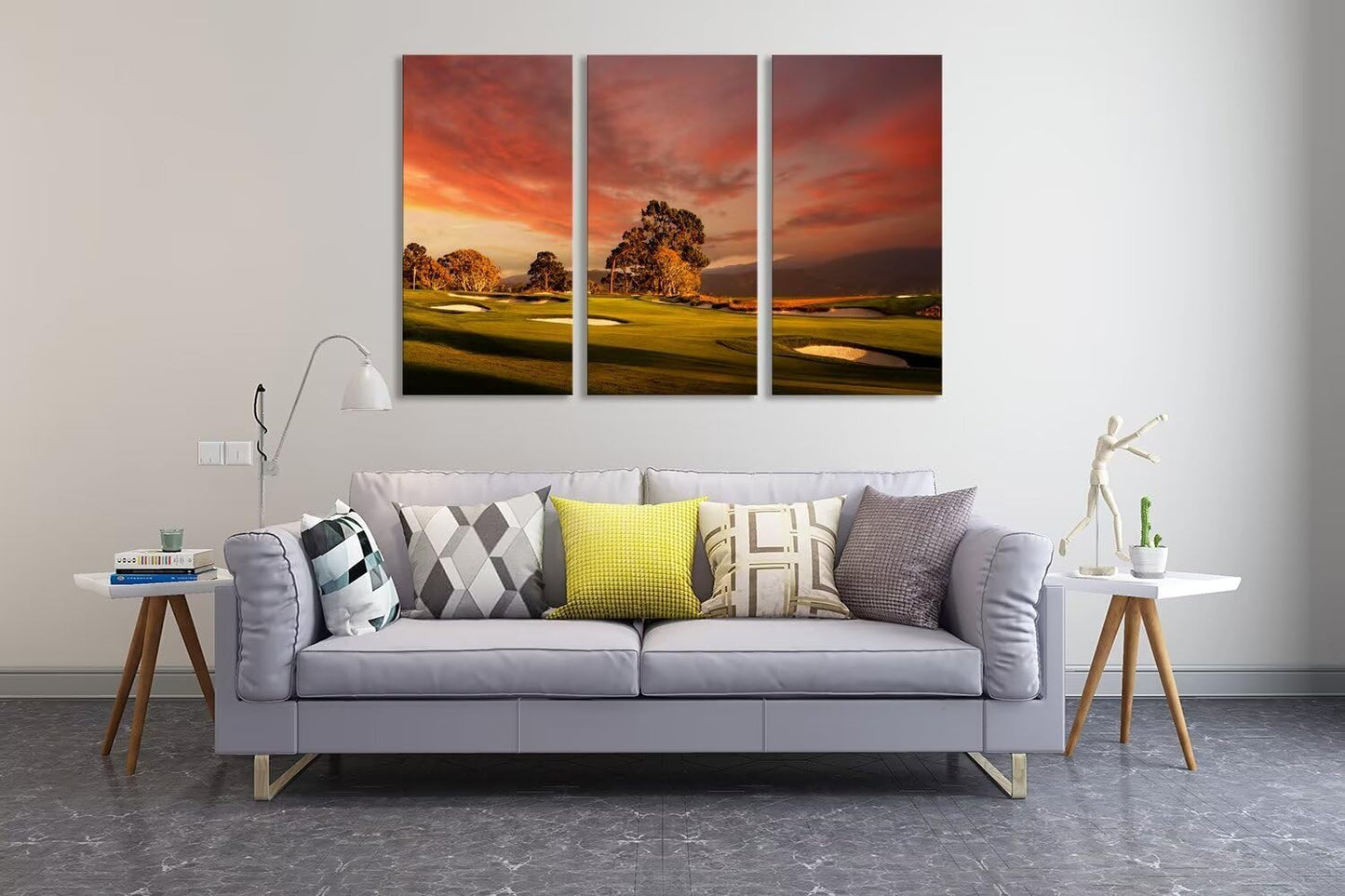 USA Coastline Golf Course Wall Art for Living Room Bedroom Bathroom Home Decorations Golf Course Pictures Posters Framed Artwork Canvas Prints Ready to Hang(12''W x 24''H x3)