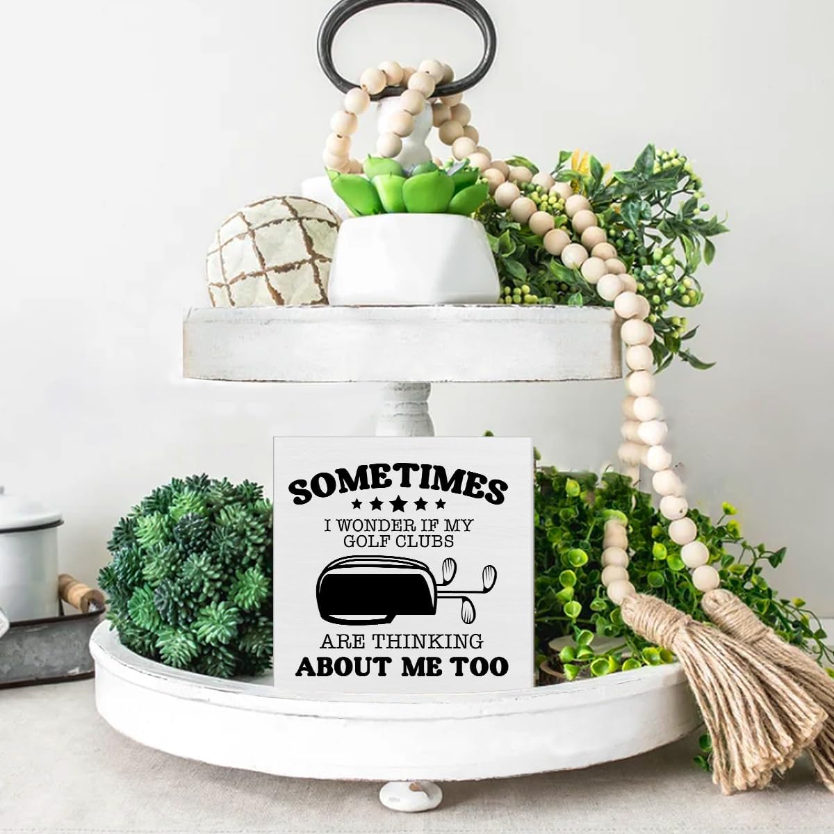 Golf Quote Wooden Wall Art, 5 INCHES x 5 INCHES, White, Custom Style, Wall Mount, Home/Office Decor, Gift