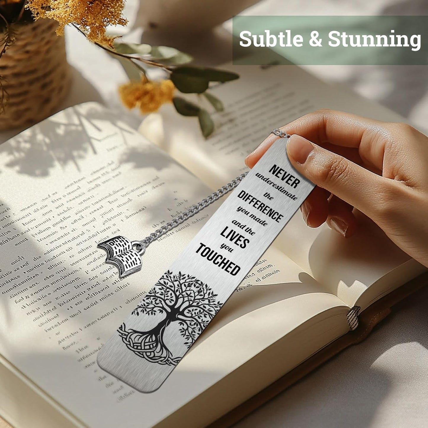Bookmarks for Women, Metal Bookmark Gifts with Inspirational Quotes, Stainless Steel Book Marks Graduation, Retirement, Teacher Appreciation Gift for Her Him