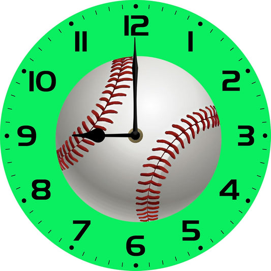 Soliyoahee Baseball Clock Round Wooden Wall Clock Home Decor Silent No Tick Battery Powered for Living Room Bedroom Kitchen Bathroom 10inch