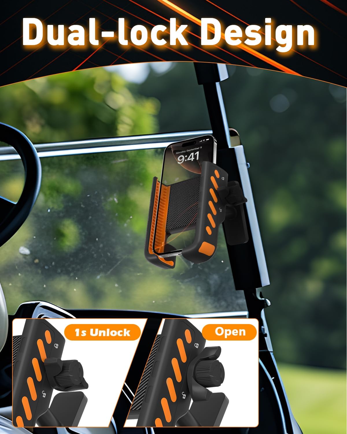 Golf Cart Phone Holder, Phone Caddy for Golf Cart with Super Strong N52 Magnets, Fits EZGO/Yamaha/Club Car/Icon Golf Cart, Golf Accessories for Men & Women - Golf Cart, Gym (2 Pack)