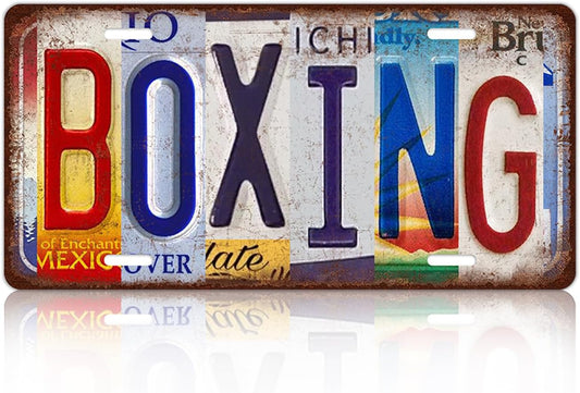 Vintage Sport Metal Tin Sign Boxing License Plate Wall Decor for Home Cafe Bar Pub 12 x 6 Inches