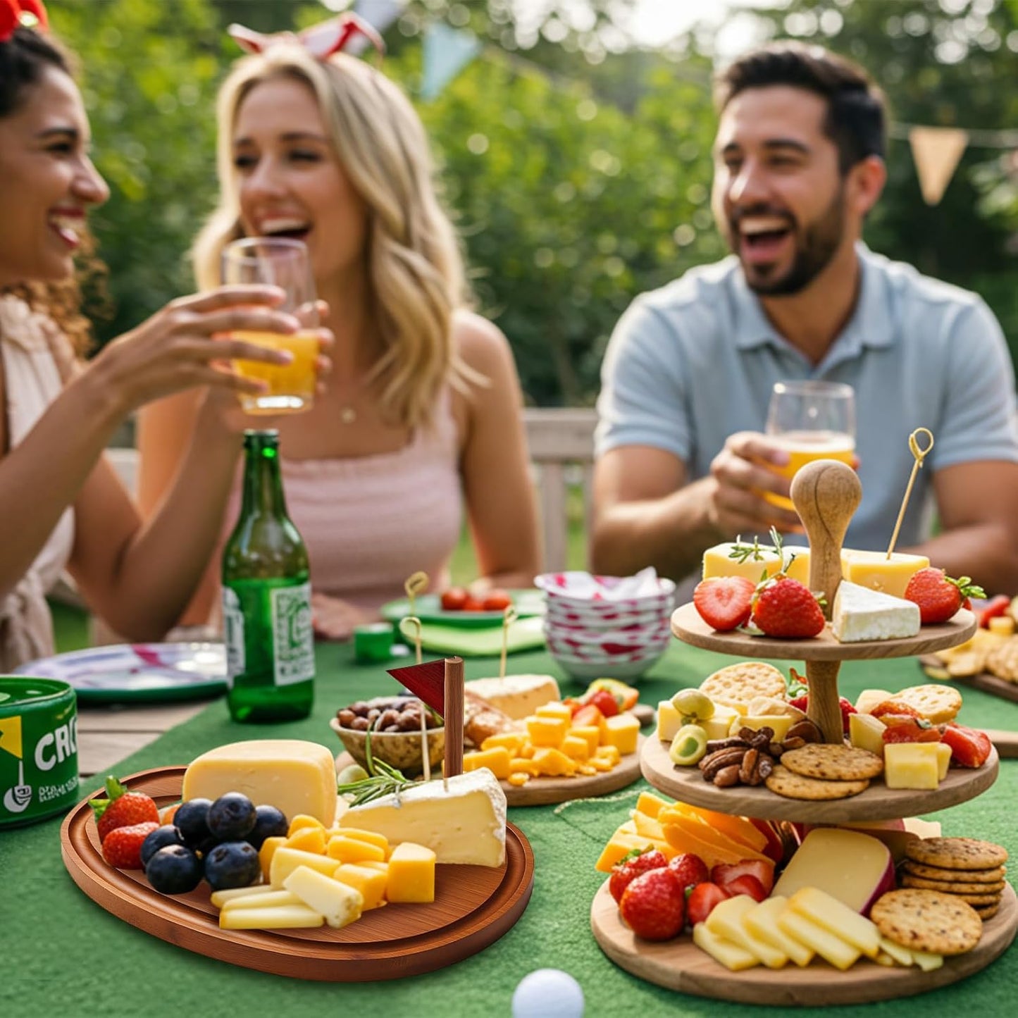 Golf Cheese Board Gift Set Party Favor Prizes Charcuterie Wood Board with Knives and Box Father Day Gift for Dad Grandpa Party Tournament Game(9.8" x 7.7", Carbonized Color)