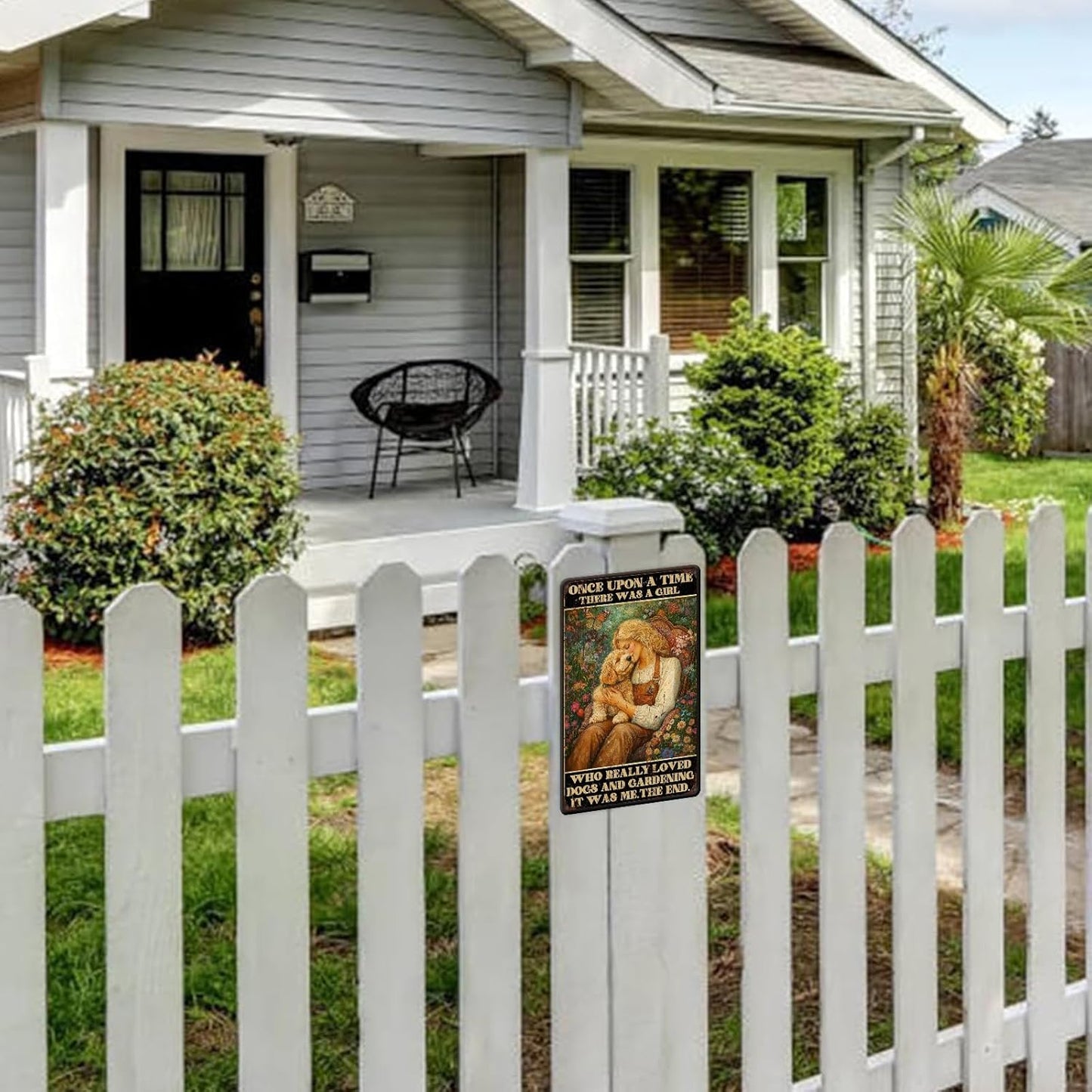 Funny Garden Decor Gardening Sign There was A Girl Who Really Loved Dogs Vintage Metal Tin Sign Wall Decor for Garden Outdoor Yard Farmhouse 12x16 Inch