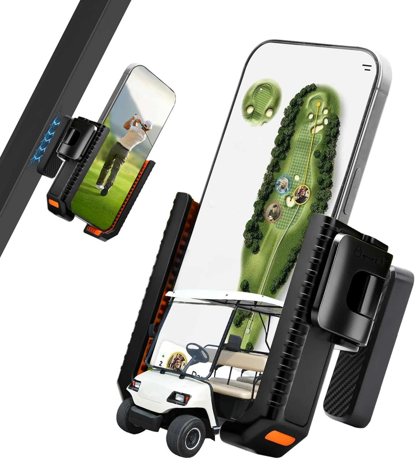 XEEP 2025 Magnetic Golf Cart Phone Holder 8pcs N52 Magnets, 360° Rotation, One-Touch Lock, Golf Phone Holder for Ezgo Club Car Yamaha, Golf Cart Cell Phone Holder for All 4.5-7" Smartphones