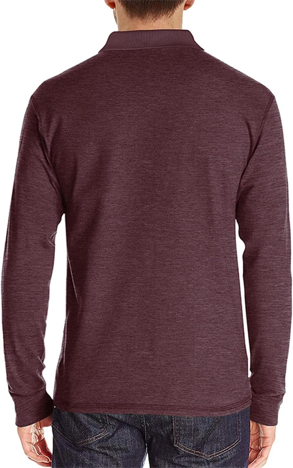 Mens Long Sleeve Polo Shirts Casual Moisture Wicking Golf Polo Shirts with Pocket