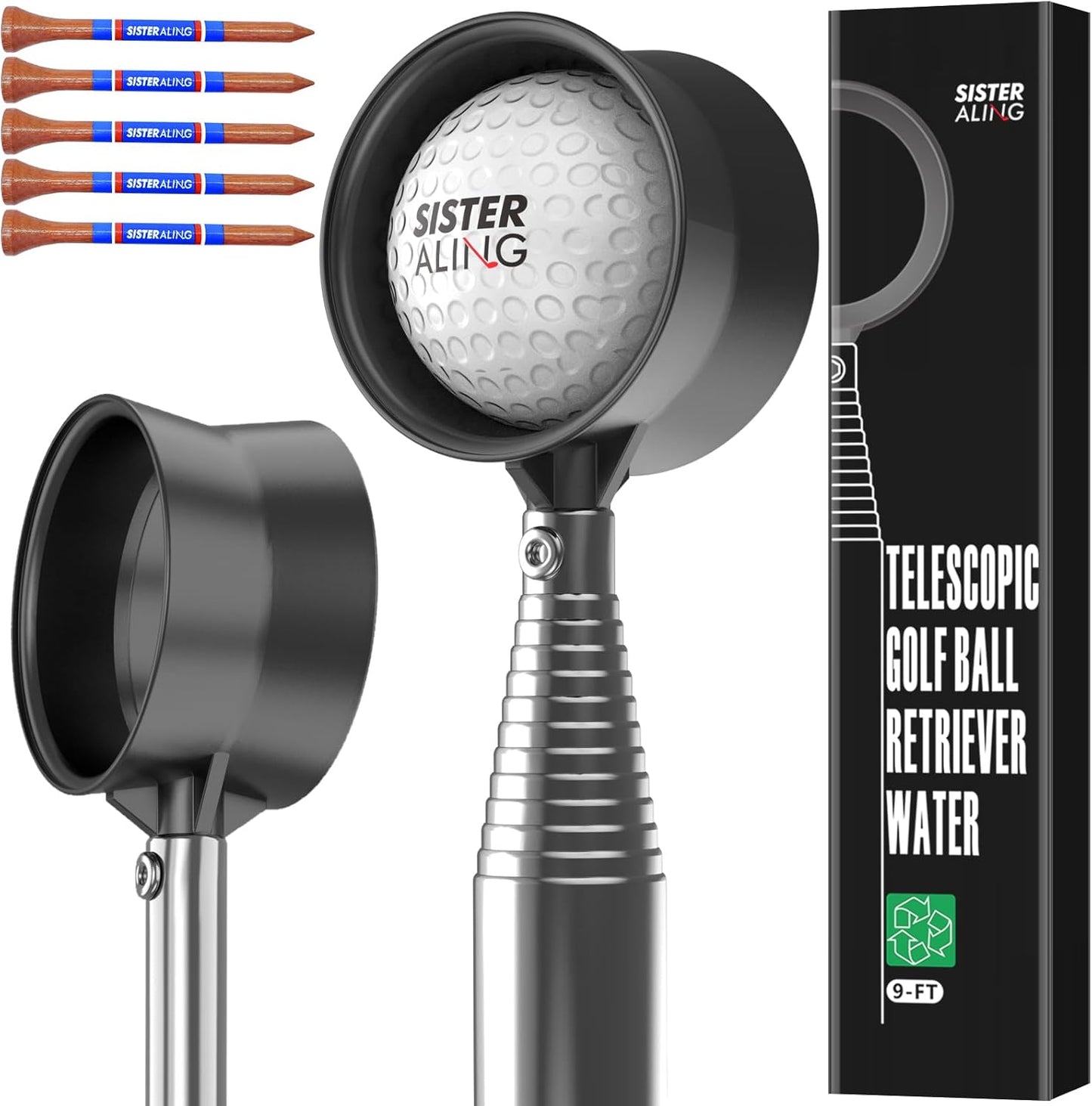 9ft/12ft Water Telescopic Golf Ball Retriever，Classic and Durable Stainless Steel Picker Upper, The Best Accessory Gift for Men and Women Golfers.