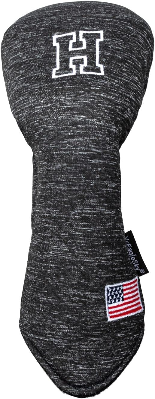 Golf Driver Head Covers 3-Pack for Men & Women - Premium PU Leather with Elephant Embroidery, Double Elastic Band (Driver/Fairway/Hybrid), Waterproof & Durable - White Grey or Black Grey