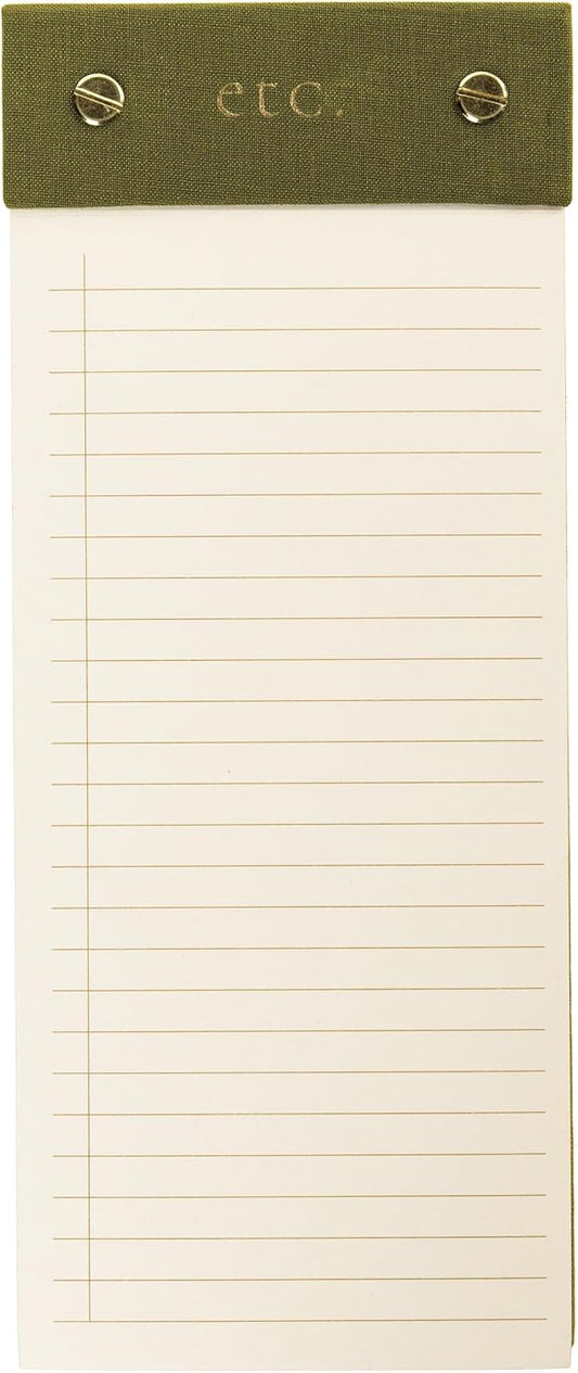 Graphique Post-Bound List Pad Luxe Collection, Perforated Sheets To-Do Notepad, Hardcover Binding, Gold Foil Embossing, 100 Pages, 4” x 9.75”, Olive Green
