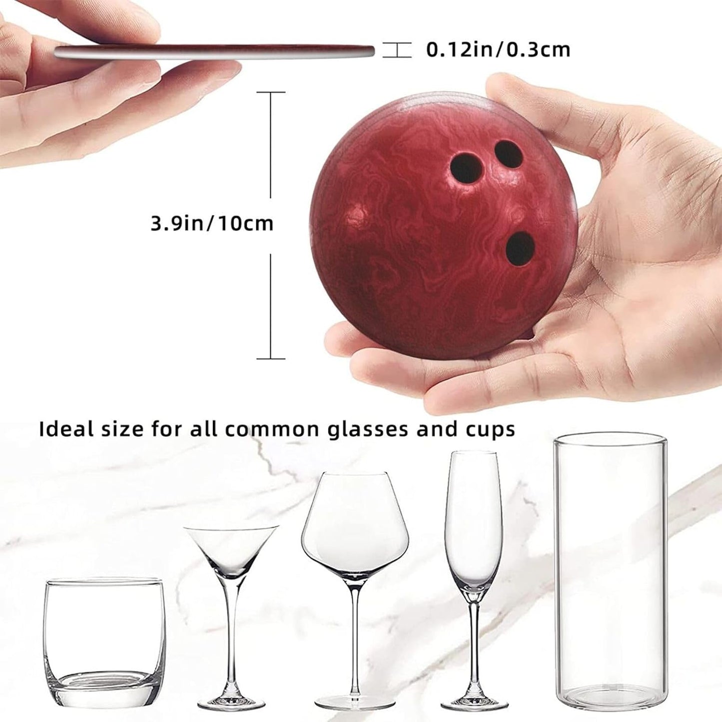6 Pcs Bowling Ball Drink Coasters with Holder Coasters for Drinks Coffee Table Home Decor Housewarming Gift