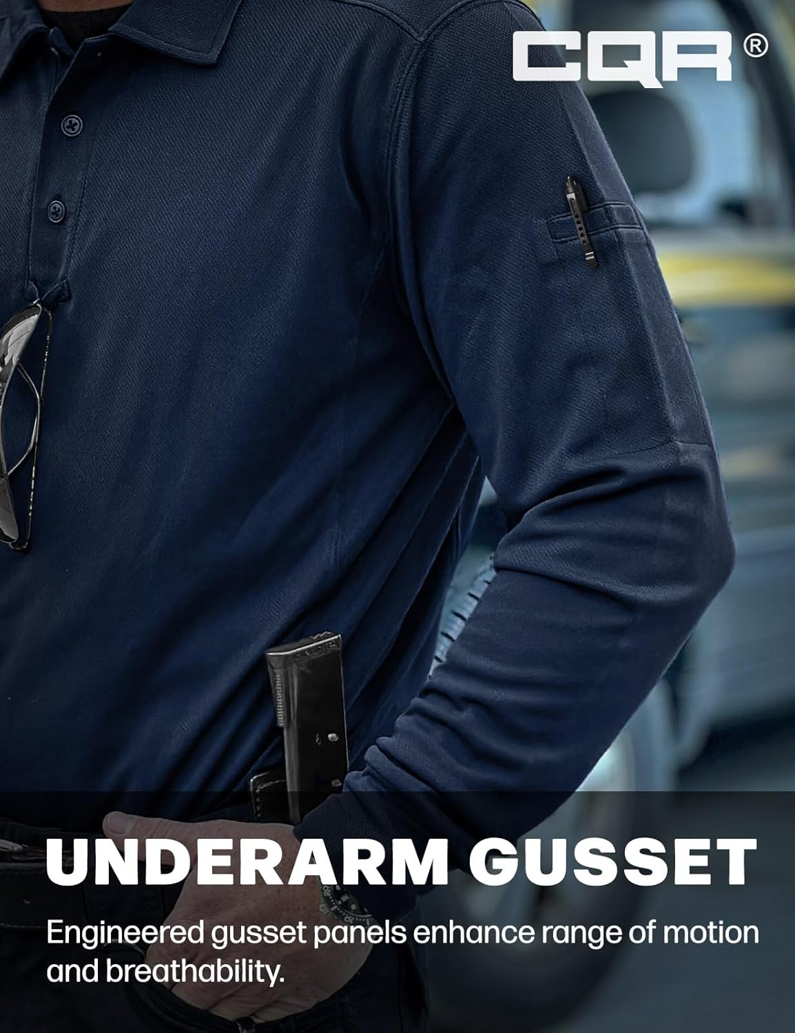 CQR Men's Polo Shirt, Long Sleeve Tactical Shirts, Outdoor UPF 50+ Pique Shirt, Dry Fit Lightweight Golf Shirts