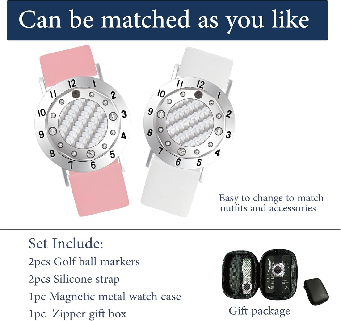 Golf Ball Marker with Carbon Fiber Ball Marker Bracelet, Golf Accessories, Golf Gifts, Golf Counter for Men Women