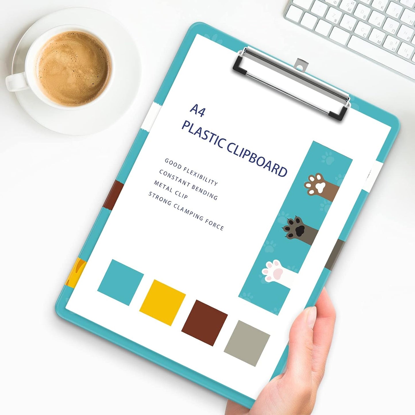 Plastic A4 Clipboards, Cute Clip Board Stardard Letter Size 9 x 12.5 in, Office Decorative for Students Women Men and Kids, Cat Claw