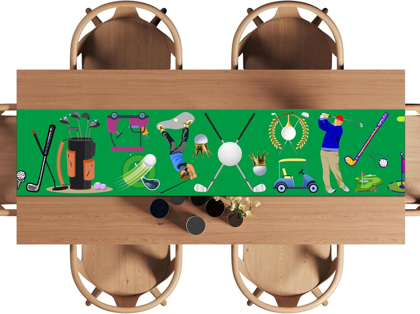 2 Pack Golf Table Runner Party Supplies Decorations Sports Themed Table Cover Birthday Baby Shower Gender Revealed Party Tablecloth-72x12 Inch