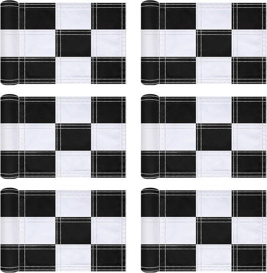 6 Pack Checkered Golf Flags 8 x 6 inch Portable 420D Nylon Training Target Flag with Tube Inserted Mini Practice Putting Green for Garden Yard Indoor Outdoor