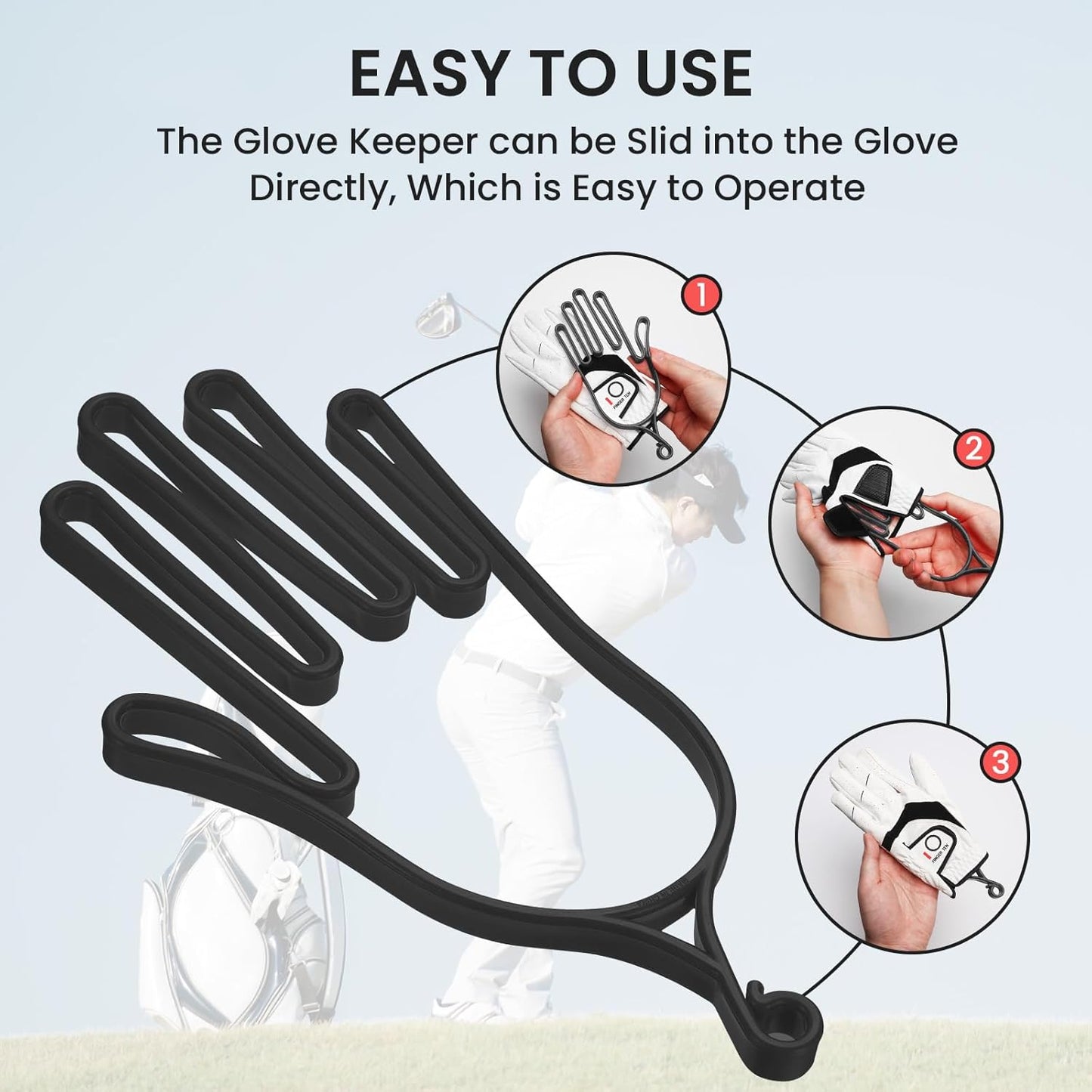 FINGER TEN Golf Gloves Stretcher Holder Hanger Keeper Dryer Shaper Tool Accessories Durable Glove Support Frame Guardian Hook to Bag Gifts for Men Women Golfer