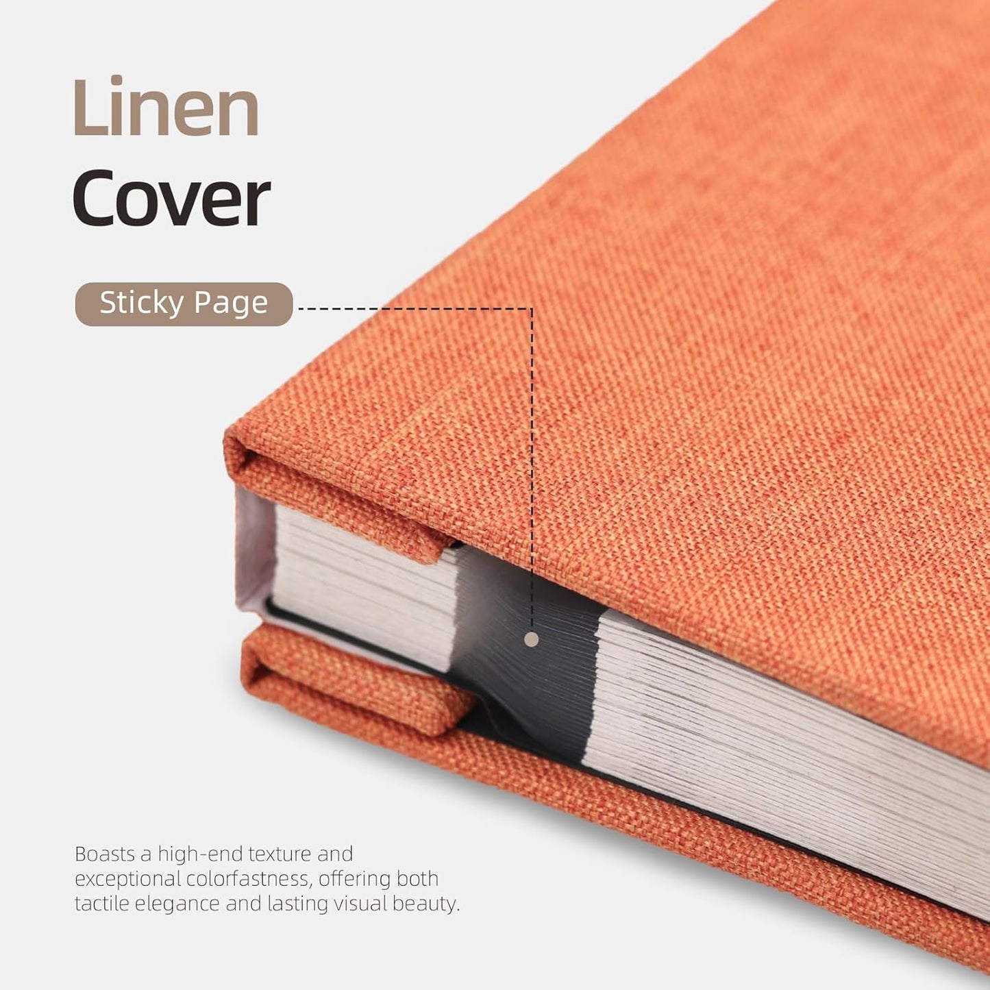 Vienrose Large Photo Album Self Adhesive for 4x6 5x7 8x10 Pictures Scrapbook Album DIY Scrap Book 40 Sticky Pages with A Metallic Pen Orange