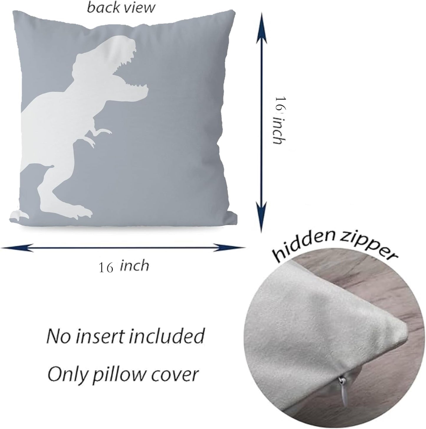 KEUSPI Dinosaur Pillow Covers Dino Throw Pillow Covers 18x18 Set of 4 Dinosaur Room Decor for Boys Dinosaur Pillowcase for Boys Room Playroom Nursery Decor