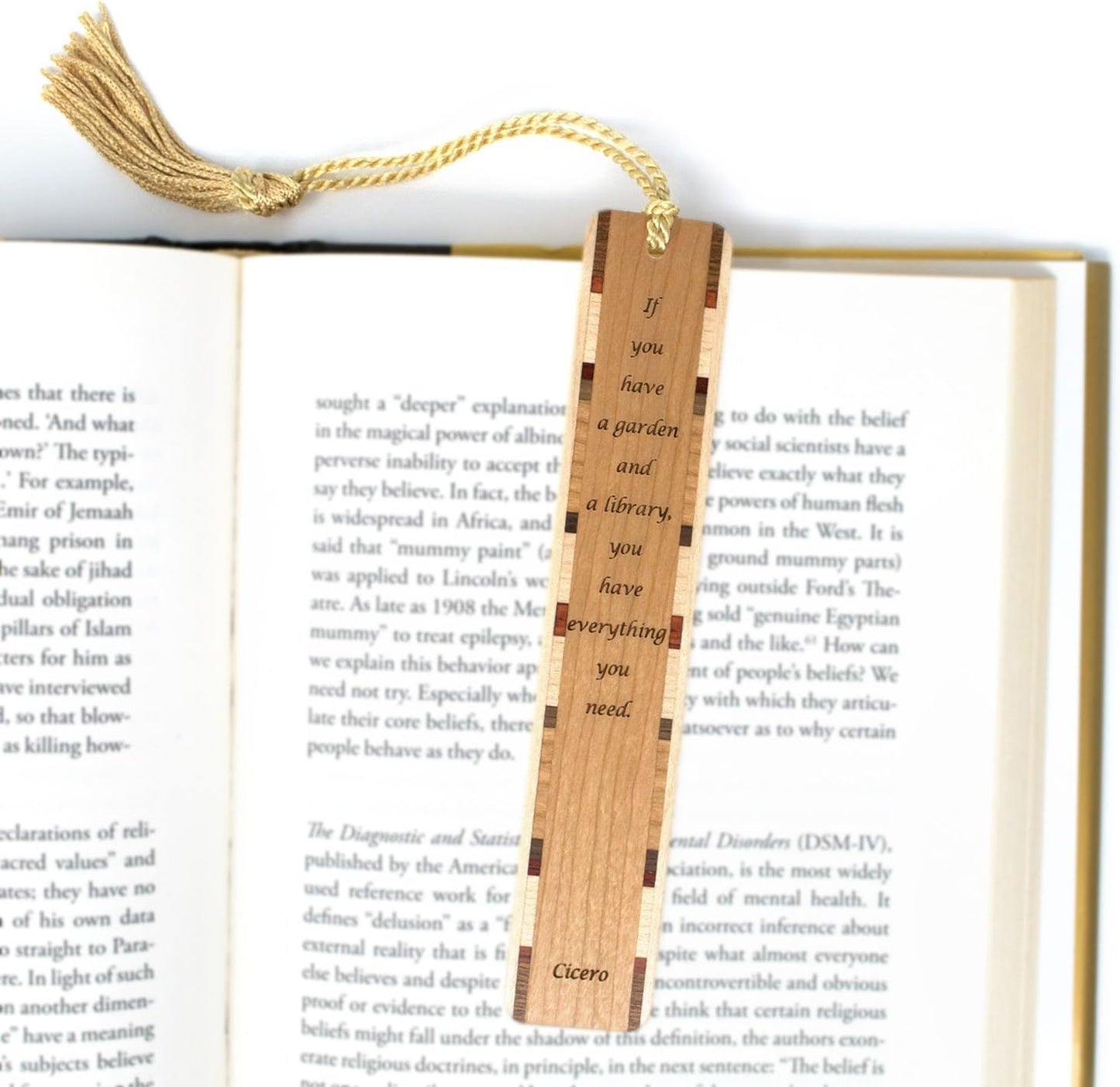 Cicero A Library and Garden Quote Engraved Wooden Bookmark - Made in The USA - Also Available with Personalization