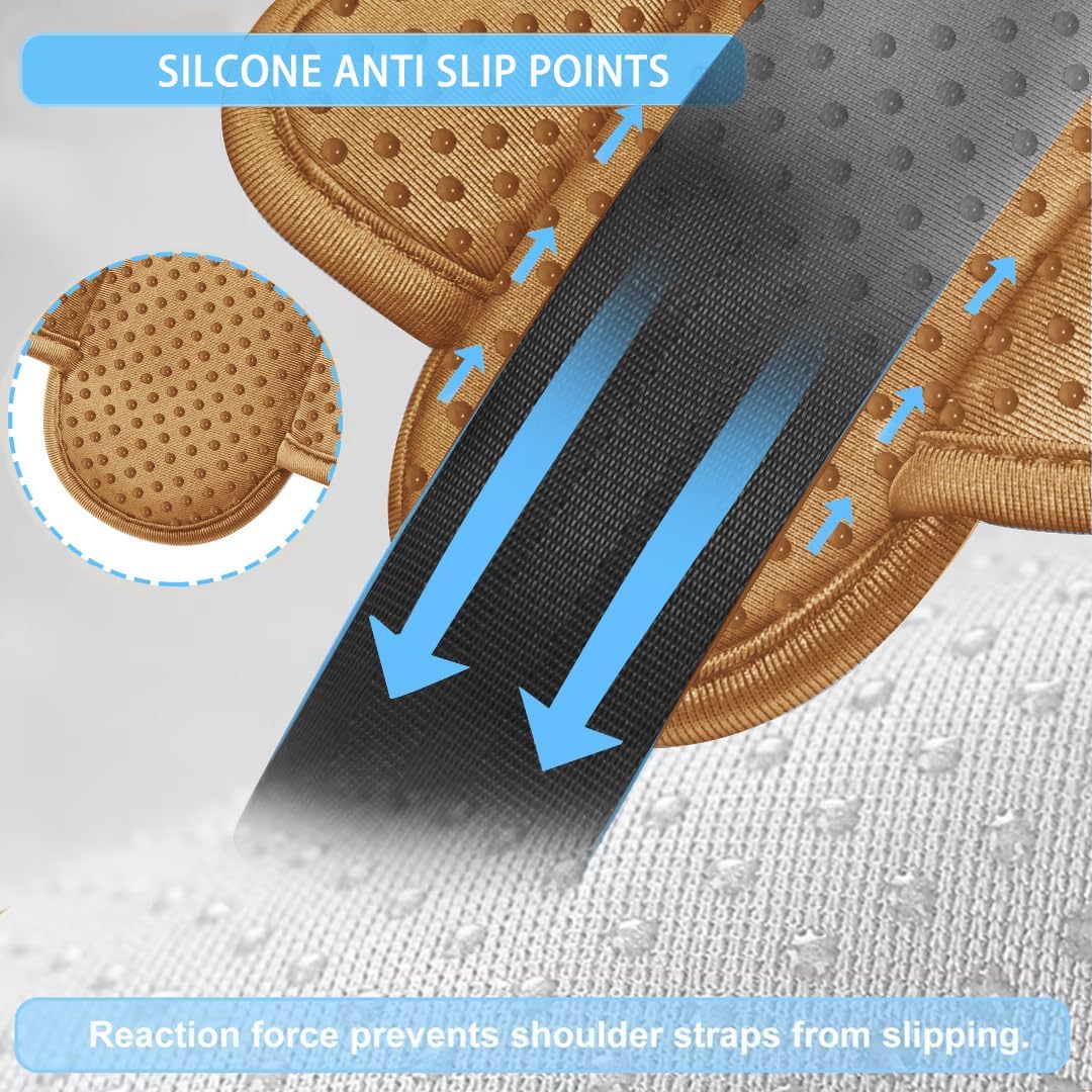 ZINZ 2-Pack Universal Shoulder Pad with Ultra thick Cushion for Bag Luggage Bag Crossbody, Plus Long & Anti-Slip & Breathable,Khaki