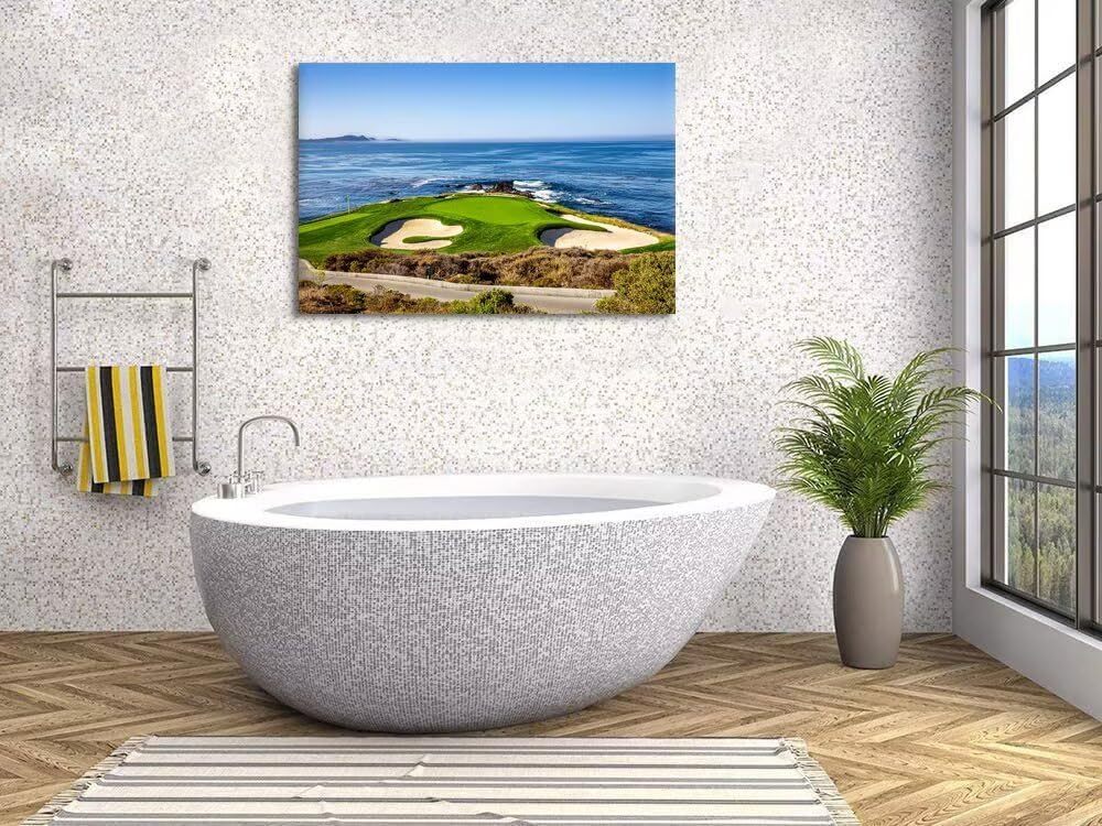 USA California Golf Course Wall Art for Living Room Bedroom Bathroom Home Decorations Golf Course Picture Poster Print on Canvas Modern Artwork Framed Ready to Hang(24''H x 36''W)