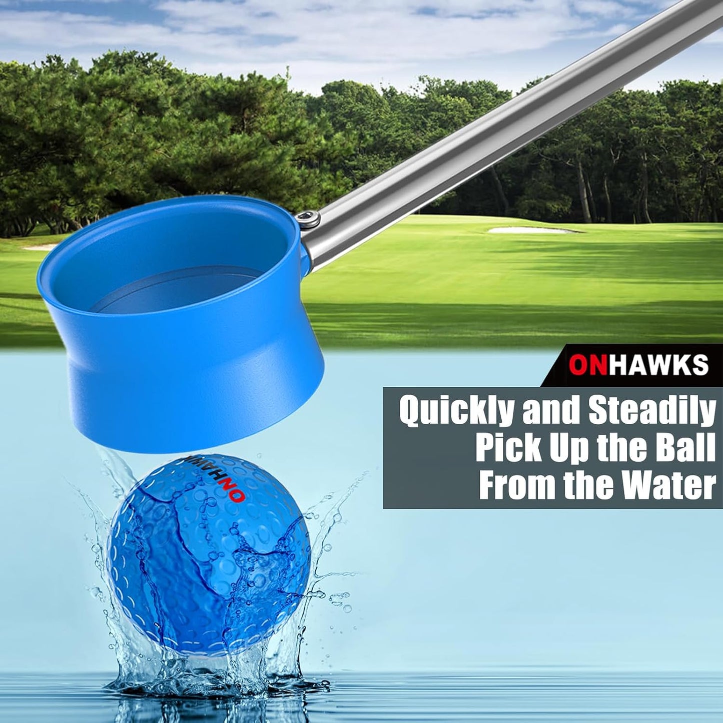 Golf Ball Retriever for Water,Telescopic 12Ft/9Ft Stainless Steel Shaft Two-Sided Easy Pick Up Balls,Unbreakable Head Retriever Tool Golf Accessories Golf Gift for Men