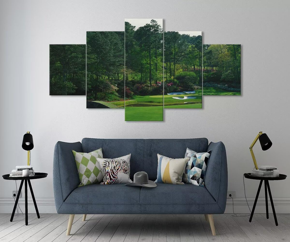 chenchenArt Augusta National Golf Course Wall Art for Living Room Bedroom Bathroom Home Decorations Augusta Golf Course Posters Canvas Prints Framed Ready to Hang(50''W x 24''H)