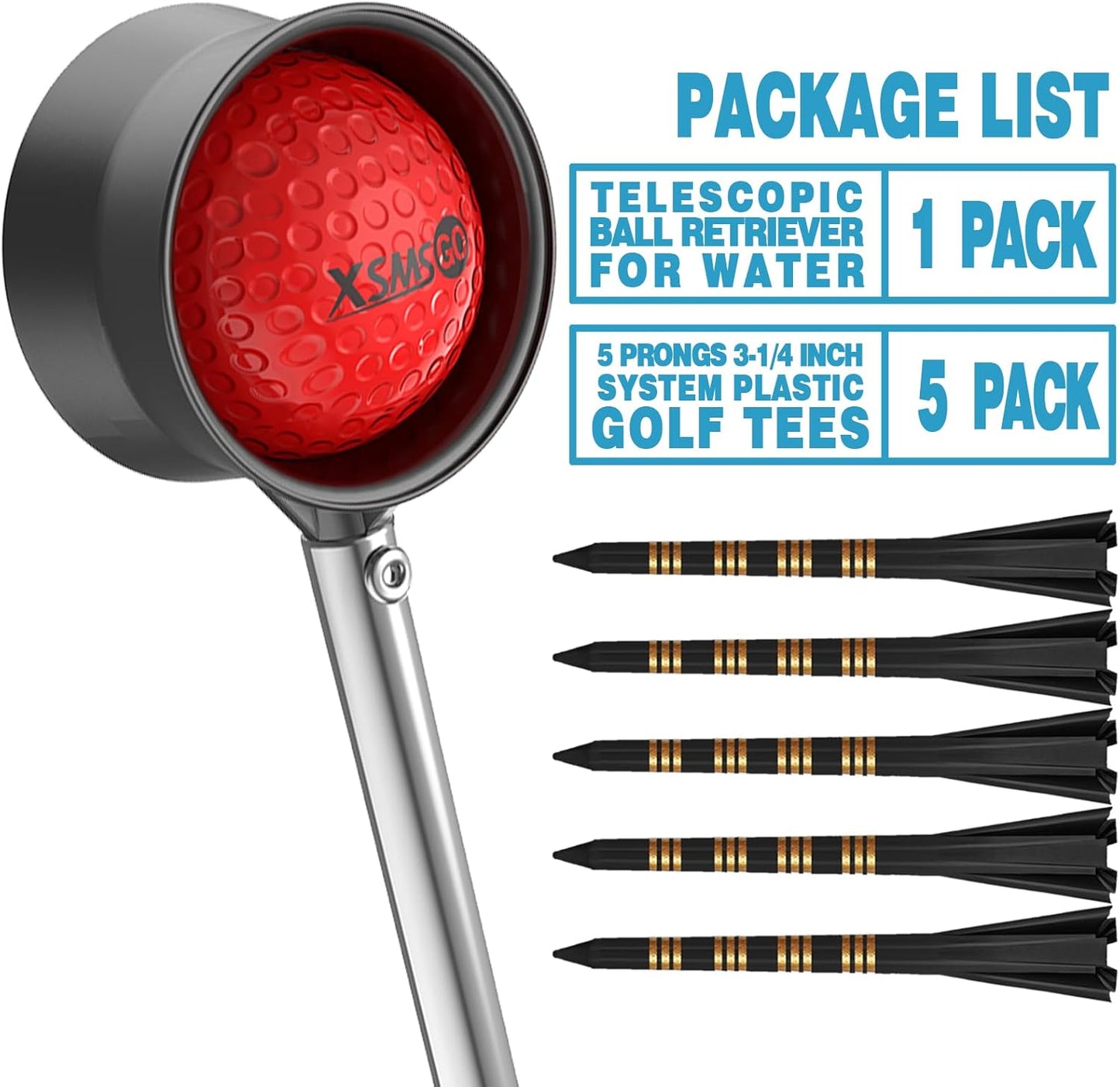 9Ft/12Ft Telescopic Stainless Steel Golf Ball Retriever for Water, High Durability Double Sided Golf Ball Picker Upper, Men's and Women's Golf Accessories Gifts.