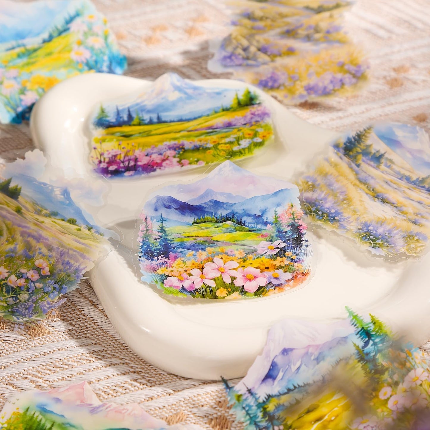 Large Scenery PET Sticker Set, 60Pcs Nature and Countryside Stickers for Scrapbooking, Journaling, DIY Crafts, and Art Supplies