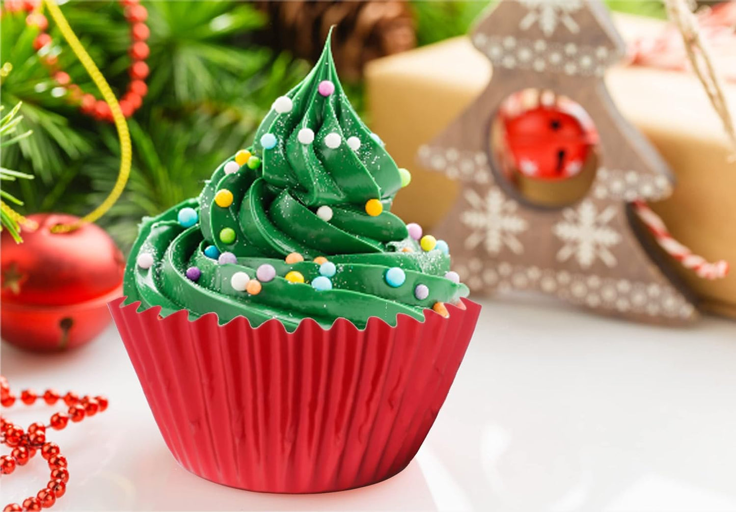 Red-Foil Cupcake Liners Standard Baking Cupscake For Wedding Baby shower Birthday Party(Pack of 100) …