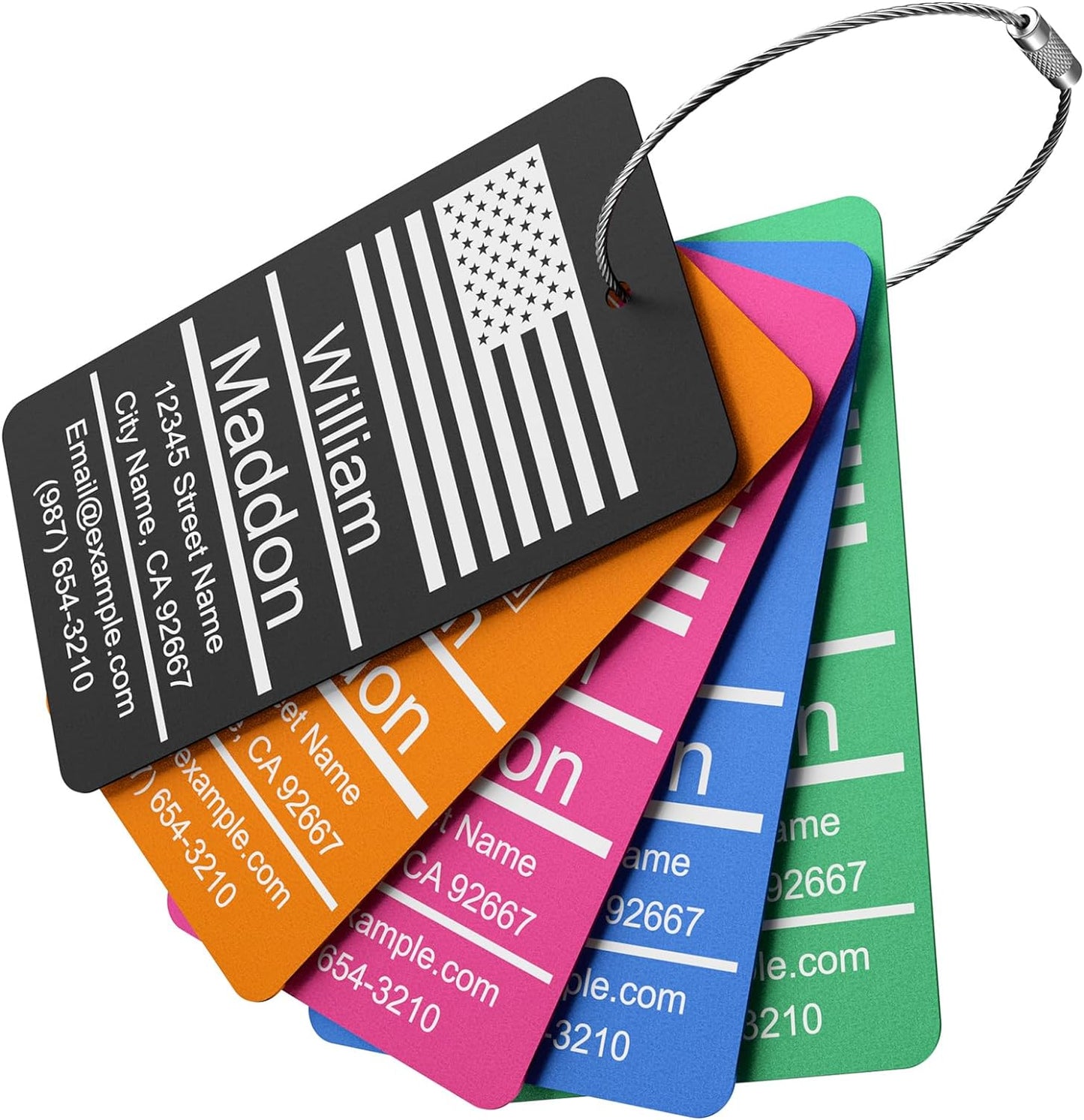 Luggage Tags for Suitcase - Personalized Engraved Metal Tag for Cruise Travel - Blue Custom Name Tags Suitable for Bags and Backpacks