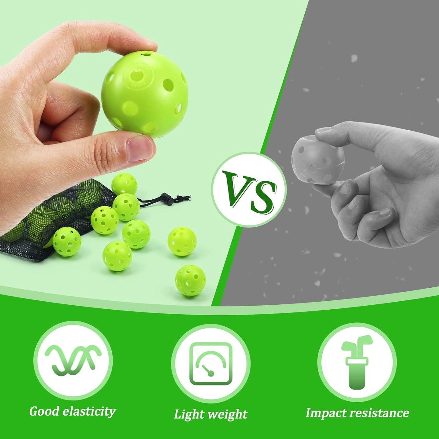 Plastic Golf Balls Practice Limited Flight Golf Training Ball Hollow Swing Practice Indoor Golf Balls with Mesh Drawstring Bag for Backyard Driving Range or Outdoor