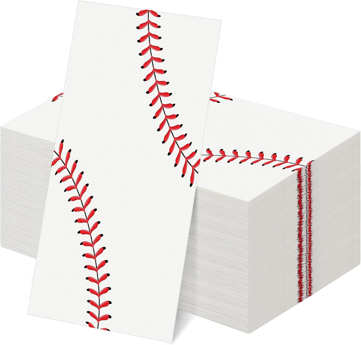 100 Pieces Baseball Napkins Disposable Baseball Party Napkins 7.8 x 4.3 Inches Baseball Paper Cocktail Napkins Baseball Birthday Supplies Decorations for Baseball Party Game Day Birthday